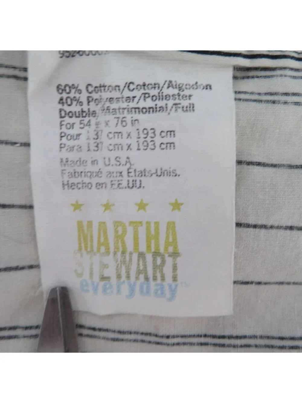 Vintage Martha Stewart Everyday Full Flat Sheet Standard Pillowcase Set Striped